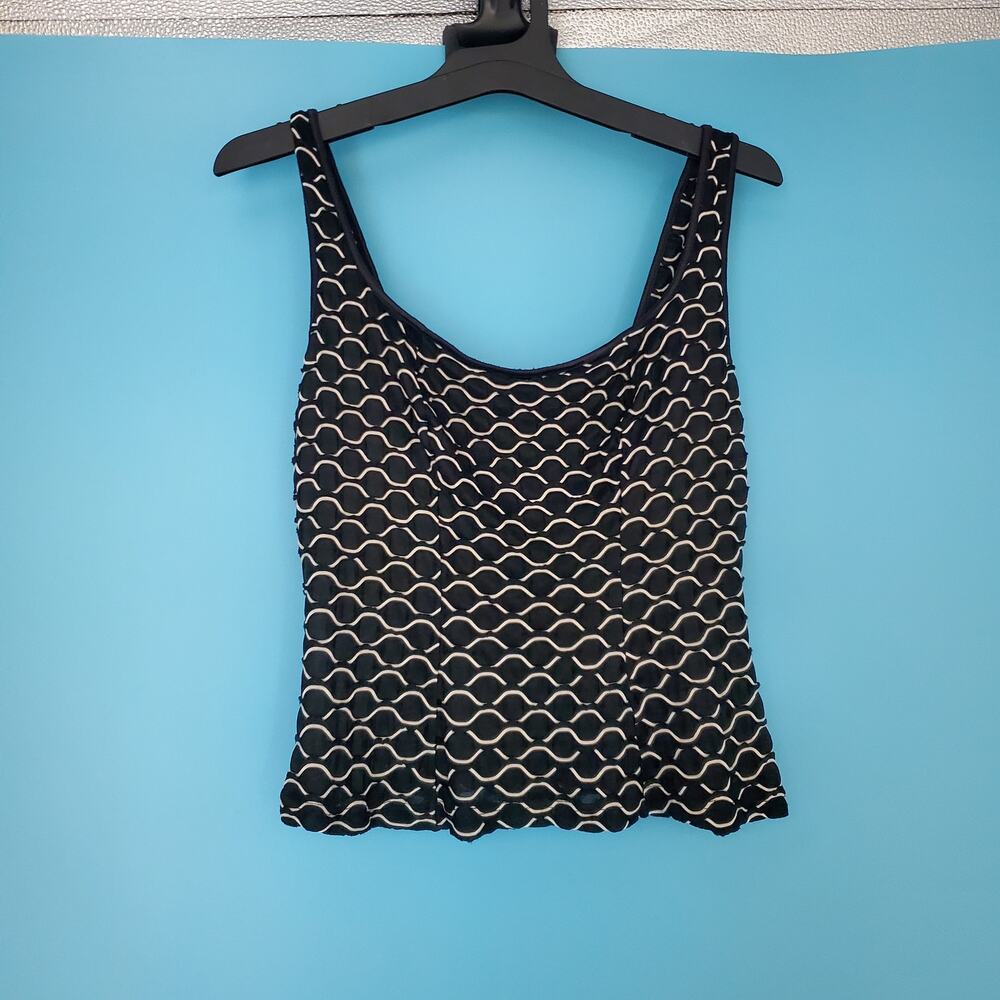 Vintage Papillon Blanc Blouse Size Small Sleeveless Scoop